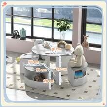 AIYAPLAY Kids Table And Chairs Set, Five-Piece Childrens Table And Chair Set With Storage, Children Activity Table For Ages 3-8 Years, Grey - Grey - View 5