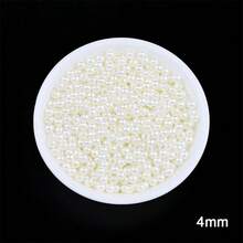 3/4/5/6/8/10/12/14mm时尚简约圆形仿珍珠散珠带孔，用于制作珠宝、DIY手链、项链、工艺品、缝纫配件、花瓶填充 - 有孔米色 - 查看 17