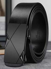 1PC Men's Automatic Buckle Belt, Black Samurai Shape, High-Grade Solid Leather, Enhance Confidence And Aura, Suitable For Business Casual, Business, Boyfriend, Husband, Father's Gift, Suitable For Daily Wear, Fashion, Teenagers, Outdoor, Vacation, Sports