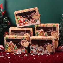 27pcs Christmas Cookie Box Set With Window, Large Holiday Food Bakery Gift Box, Pastries, Candies, Party Favors, Christmas Kraft Paper Gift Home Decor Christmas Decorations Room Decor