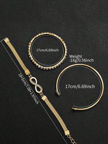 4pcs/Set Women's Elegant Square Roman Numeral Dial Stainless Steel Band Quartz Wrist Watch + Bracelet, Fashion Casual (Watch Not Included)