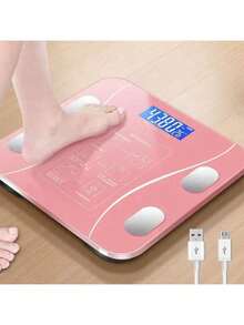 USB Bluetooth Bioimpedance Scale Body Measurement Via App Up To 140kg Weight Small Domestic Scale - LYDZC-usb-rosa - View 4