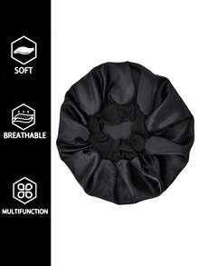 10Piece Women's Solid Color Elastic Brim Bonnets - Solid-Color Sleek Satin Fabric For Casual Comfort, Sleep, And Hair Protection. - Multicolor-solid Color-10pcs - View 4