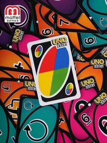 Mattel 1 件美泰官方授权 UNO 卡牌，休闲派对风格，UNO 翻牌！桌游卡牌，家庭派对游戏之夜，多人派对互动，乐趣十足，双面卡片设计，适合 2-10 名玩家，家庭派对礼物，节日礼物，圣诞节，万圣节，生日礼物 - 紫色 - 查看 7