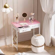 32 Inch Small Computer Desk With 2 Drawers Bedroom Study Writing Home Office Table Small Spaces Black - 粉色 - 查看 2