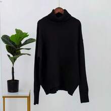 Women's Solid Color Minimalist Long Sleeve Niche Solid Color Knit Fabric Office Sweater, Spring/Autumn