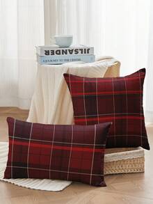 Bộ 1/2/4 vỏ gối trang trí mềm mại, vỏ gối ngủ, khóa kéo, dễ vệ sinh, họa tiết kẻ caro đỏ trắng, phù hợp cho ghế sofa, phòng ngủ, phòng khách và nhiều loại phòng khác, thoáng khí và thân thiện với da, đồ dệt gia dụng ấm cúng - Nhiều màu - Xem 9