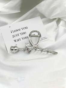 1pc Luxury Metallic Hair Clip - Oversized Gold & Silver Metal Claw Clip For Thick Hair, Women's Elegant Back-Of-Head Hair Accessory Fall Winter Hair Accessories For Women Bows For Vacation Outfits Woman Fashion Hair Clutch