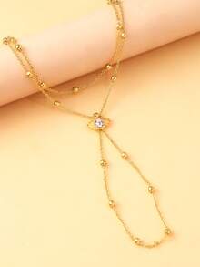 1pc New Demon Eye Linked Finger Chain Bracelet, Niche Design, Minimalist Vintage Chain Hand Harness, Fashion Accessory