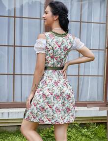 GoyRrbay Women's Oktoberfest Dress 3 Pieces German Dirndl Dress Costumes For Bavarian Carnival Halloween - Green - View 5