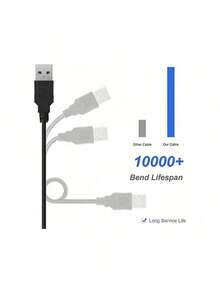 1 Pc 3DS USB Charger Cable, Power Charging Lead For New 3DS XL/New 3DS/ 3DS XL/ 3DS/ New 2DS XL/New 2DS/ 2DS XL/ 2DS/ DSi/DSi XL, 3ds Games, Ds,3ds,Ds,3ds Xl,3ds,Ds,3ds Xl - Black - View 2