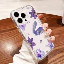 Floral, Shell, Pearl & Starfish Transparent Anti-Drop Phone Case Compatible With IPhone 16/15/14/13/12/11, Fashionable Niche Design, Purple - Multicolor - View 1