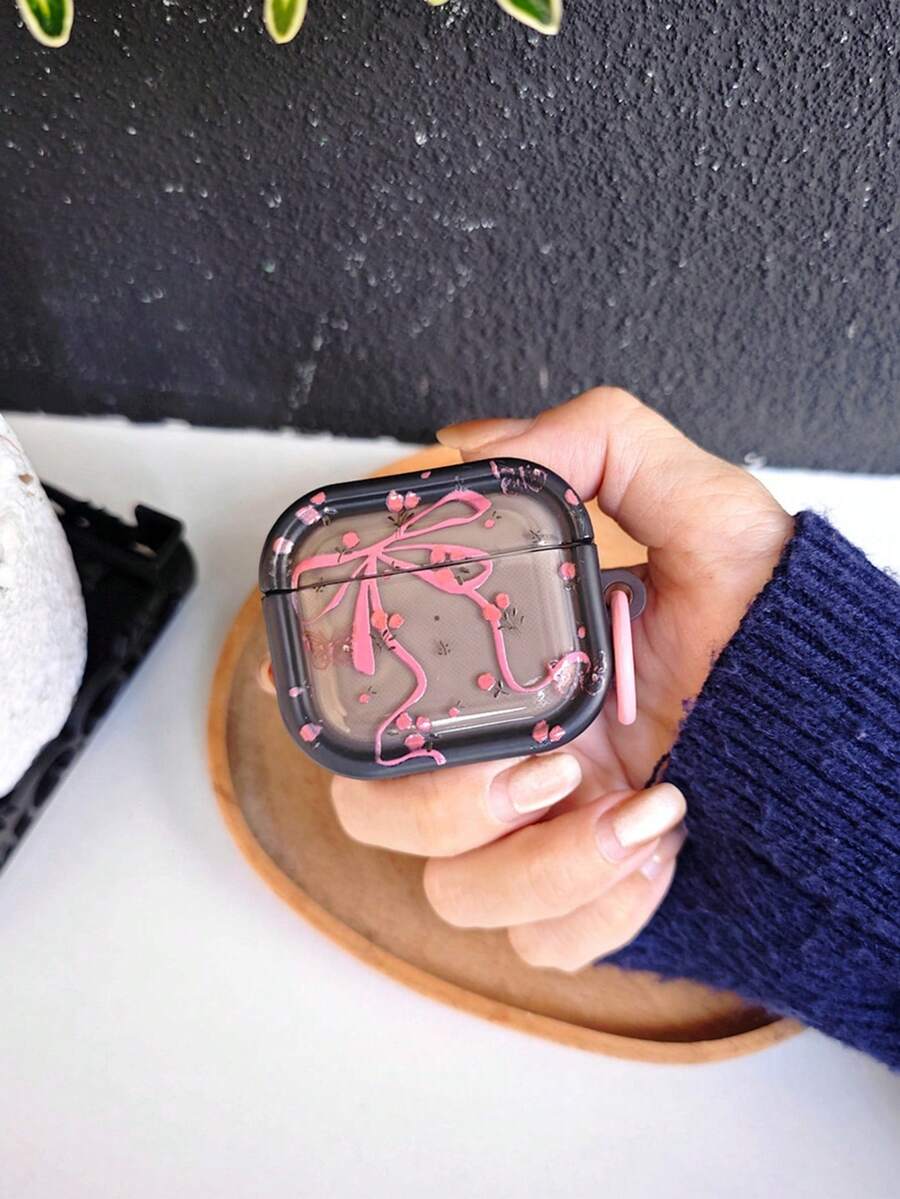 Bow-Knot 1pc Minimalist Ribbon Bow Painted Earphone Case Compatible With AirPods 1/2/3/4
