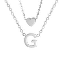 Set Of 2 Exquisite And Elegant Necklaces For Women With Letter Pendant And Heart Pendant, 18k Gold Plated Or 925 Silver Plated - 銀色 - 查看 8
