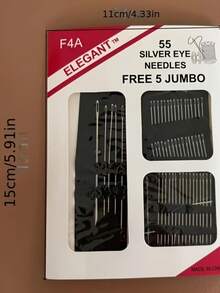 55-Piece Stainless Steel Needle Set - Various Needle Sizes And Models, Versatile And Suitable For Adult Beginners And Embroidery And Needlework Enthusiasts - Bạc - Xem 7