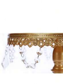 3Pcs Antique Cake Stand Set - Round Metal Cupcake Stands With Pendants And Beads - Elegant Dessert Display, For For Wedding, Birthday Party Decor - Rượu sâm banh - Xem 2