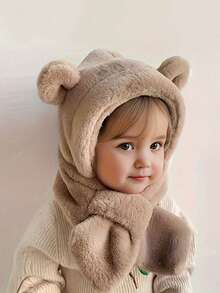 儿童帽子围巾套装，可爱又萌，厚实又温暖，护耳，适合秋冬季，男孩女孩都适用 - 彩色 - 查看 10