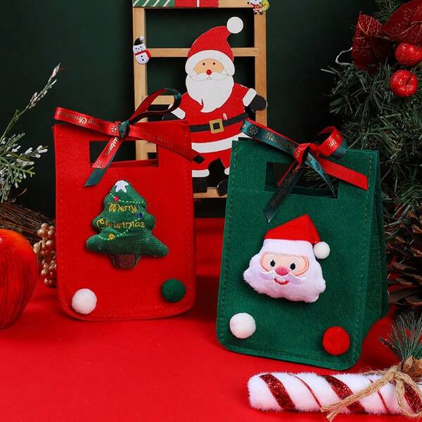 Festliche Weihnachts-Filz-Geschenktüten, niedliche Apfel- und Süßigkeitenhalter, perfekt für Weihnachtsabend-Leckereien und Feiertagsparty-Gastgeschenke. Charmante tragbare Verpackung für kleine Geschenke und Dekorationen mit einem Süß saisonalen Design. Ideal, um Freude zu verbreiten und süße Überraschungen zu verschenken. Jede Tasche kommt mit einem einzigartigen, zufällig ausgewählten Weihnachtsschmuck. Heben Sie Ihr Urlaubsgeschenkeerlebnis mit diesen süßen und praktischen Geschenktüten an.
