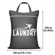 Waterproof Airplane Pattern Laundry Bag, Adjustable Handle And Zipper Closure, Polyester, Washable, Ideal For Travel, Gym, Yoga, Home Use, Fashionable "Laundry Bag" Design, Red, Green, Gray, Black, Laundry Room Accessory, Gym Bag, Casual Style, Smooth Texture - Multicolor - View 4