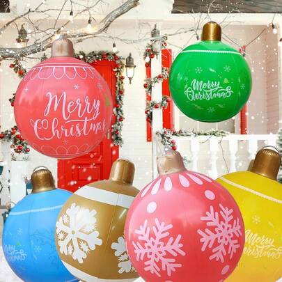 24 Zoll Riesiger aufblasbarer Weihnachtsball, PVC Weihnachts Aufblasball für Grundstücke, Rasenflächen, Veranden, Eingangstüren, Pools, Gartendekoration, Weihnachtskugeln Dekorationen für Outdoor Innenräume Feiertage Fenster Terrasse Veranda Dekoration, Heimdekoration, Raumdekoration, langanhaltend und wiederverwendbar