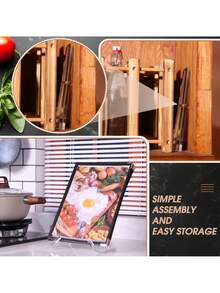 Suport acrilic pentru rețete, 6,5 x 8,5 inci, afișaj multifuncțional pentru blatul de bucătărie, raft pentru cărți de bucate