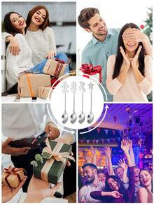 4pcs Creative Christmas Stainless Steel Spoons,Christmas Spoon Set,Christmas Gift Decor,Christmas Gift Gift Box,Fruit Spoons,Dessert & Coffee Spoons, Christmas-Themed Cartoon Cutlery Set,Stirring Mixing Spoons,Creative Stainless Steel Coffee Spoons - Multicolor - View 10