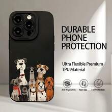 Funda de teléfono suave con estampado UV de patrón de familia de cachorros, ojos de ángel, protección completa de 360 grados para iPhone 16 11 12 13 14 15 Pro Max XR X/ XS 7 8 Plus SE Mini para smartphone - Mezcla de colores - Ver 4