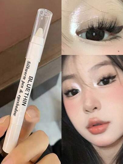 1pc Pearl White Eyeshadow Pencil, Highlighter Eyeshadow Stick, Smooth Shimmery, Waterproof & Long-Lasting Everyday Eye Makeup