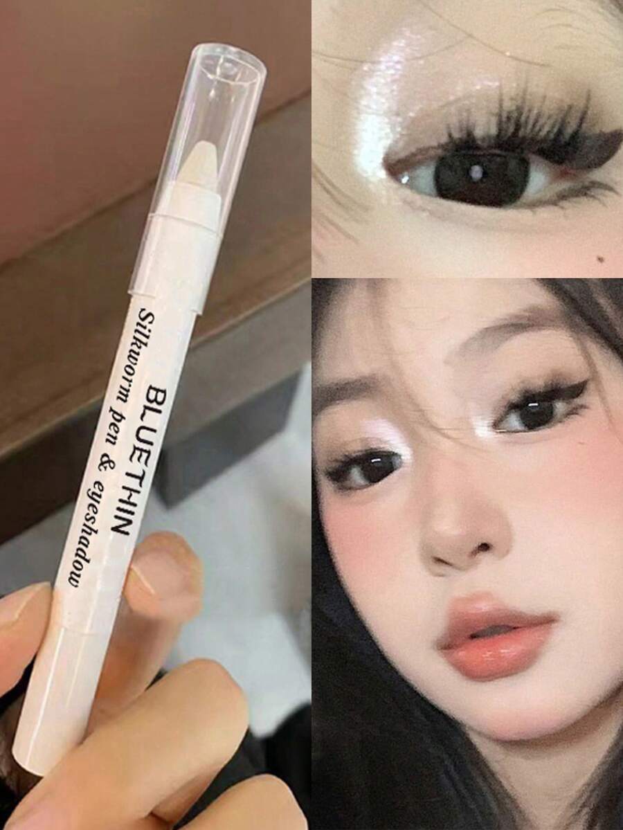 1pc Pearl White Eyeshadow Pencil, Highlighter Eyeshadow Stick, Smooth Shimmery, Waterproof & Long-Lasting Everyday Eye Makeup