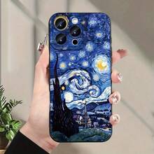 Funda de Teléfono con Patrón de Luz Estelar Mate Ojo de Ángel Compatible con iPhone 17 Air/16/15/14/13/12/11 Pro Max 14/15 Plus 12/13 Mini, Adecuada para Hombres y Mujeres, Simple y Personalizada, Protección a Prueba de Golpes - Negro - Ver 5