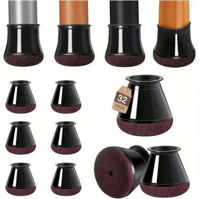 Shoze 32 Pack Chair Leg Floor Protectors, Furniture Felt Pads For Chairs, Non-Slip Bottom Furniture Leg Caps For Hardwood Floors, Avoid Scratching And Reduce Noise
