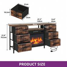 BALCONERA Electric Fireplace Insert TV Stand With 6-Drawer Storage - 55 Inch TV Entertainment Center Console Cabinet, Fireplace Heater With LED Lights, Overheat Protection & Remote Control - one-size - View 6