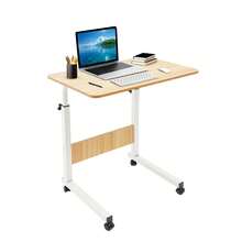 Adjustable Laptop Desk Computer Stand With Wheels Freestanding Computer Desk - White and Wood - View 1