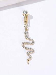 1 قطعة خاتم سرة من النحاس المرصع بالراين ستون، مجوهرات ثقب السرة الجذابة هدية للفتيات