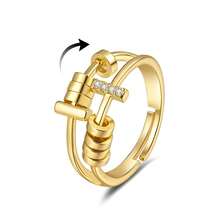 Fidget Anxiety Rings For Women Men Spinner Rings For Anxiety Relieving Stress Open CZ Flower Moon Star Anti Rotatable Rings Adjustable