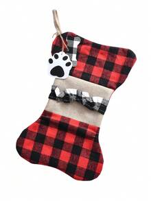 1pc Christmas Plaid Pet Socks, Cute Buffalo Plaid Puppy Bone Claw Socks Suitable For Party Decoration Home Decor Christmas Decorations Room Decor - Multicolor - View 11
