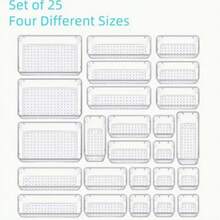 [ULTIMATE LUXURY EDITION]Clear Plastic Desk Drawer Organizers Trays Set | 11/18/25pcs | Food//Grade Clear Plastic | Makeup Storage Bins | Bathroom Tray Dividers | Vanity Trays Organizer | Bedroom Dresser Makeup | Luxury/TOP-OF-THE-LINE Versions | MUST BUY NOW! - Trong sáng - Xem 2