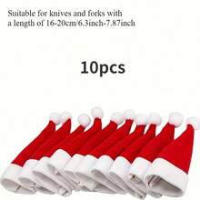 10 mini porta-talheres de Natal para garfo e faca - 6 x 12 cm, vermelho, perfeito para decoração de mesa festiva, capas para garrafas de vinho e acessórios de jantar para todas as estações, para o Natal