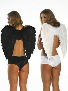 1 件天使羽毛翅膀节日派对装饰道具、圣诞派对用品、圣诞装饰品、圣诞服装 - 白色 - 查看 2