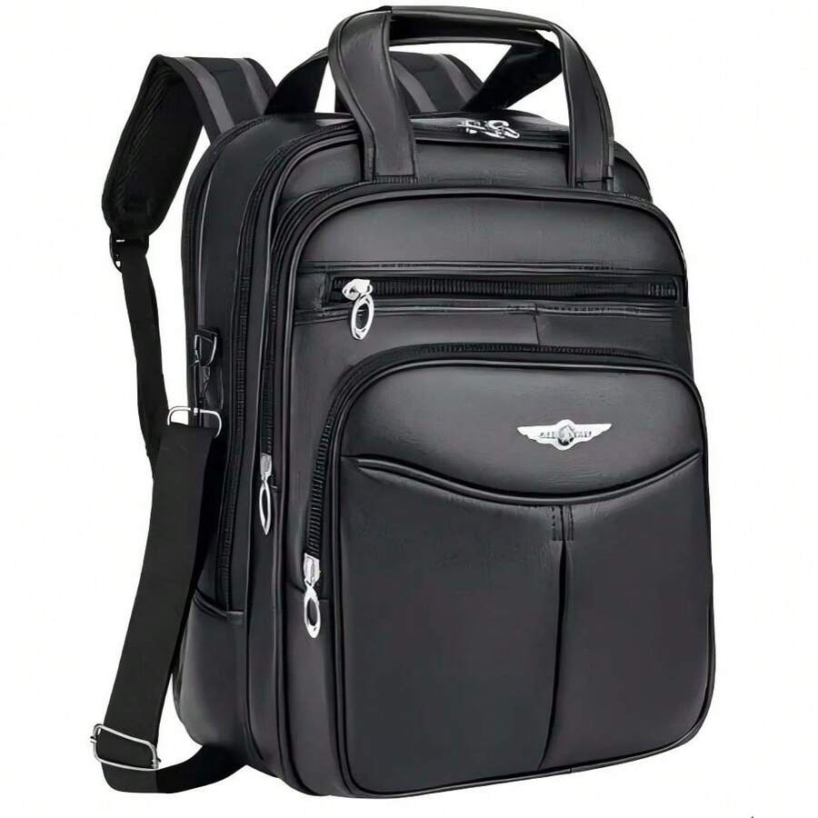 Men's Executive Leather Backpack Briefcase - 黑色055 - 查看 1