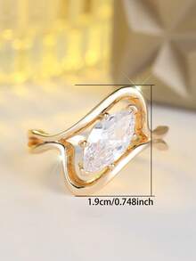 2 buc/set Set de inele de logodnă Marquise Eternity Cubic Zirconia Inel de nuntă pentru femei Adolescente Fete Bijuterii Ziua Îndrăgostiților Cadouri Valentine