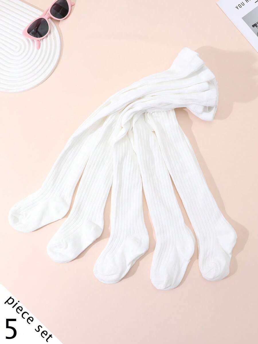 5双装女宝宝简约百搭条纹打底裤，适合日常搭配