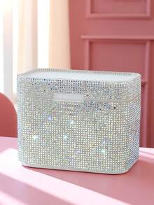 1pc Sequin Decorated Manicure Jewelry Box, Rhinestone Storage Box, Creative Storage Box, Manicure Dust-Proof & Anti-Oxidation, Large Capacity For Manicure Decorations, Recommended By Professional Manicurists, Handmade Sequin Decor, Shining Under Sunlight - Multicolor - View 4