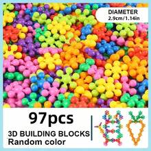 58/97/149pcs Plum Blossom 3D Snowflake DIY Building Block Set - Educational Plastic Building Toy, Creative Toy For Imagination, Halloween Gift, Back-To-School Gift, Halloween Gift, Christmas Gift, Colorful Building Blocks