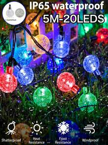 Solar String Lights Outdoor , 20/50/100 LED Bubble Crystal Ball, Fairy Lamp Lights With 8 Lighting Modes, Outdoor Garden IP65 Waterproof , Solar String Lights For Garden Tree Patio Wedding Party Holiday Christmas Decoration