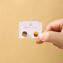 汉堡包和炸薯条耳环珐琅日常饰品耳钉礼物送给朋友时尚精致 - 彩色 - 查看 8