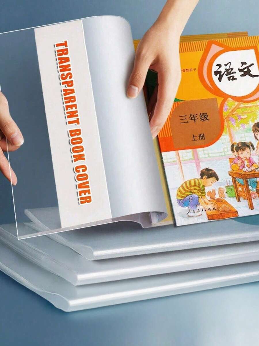 20pcs Plastic Book Covers - 10/20pcs Transparent PVC Book Covers, Waterproof Reusable, Adjustable Clear Book Covers, Suitable For A4/16K/A5 Notebooks, Ideal For School, Office And Daily Use, Back To School Supplies - Multicolor - View 1
