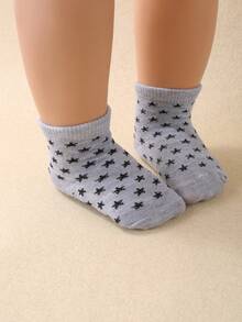 20/10/5 双装随机款式可爱印花中筒婴儿袜，图案包括卡车、星星、长颈鹿、小狗、恐龙、条纹、星系、宇航员、太空探索，适合作为圣诞节/感恩节礼物，四分之一袜，婴儿袜，新生儿袜，幼儿袜，婴幼儿袜 - 彩色 - 查看 8