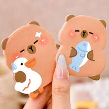 4pcs Capybara Sticky Notes – Highly Attractively Cute Reusable Memo Pads For Students | Cartoon Capybara Stationery With Strong Adhesion - Multicolor - View 3