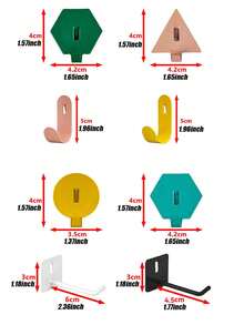 6pcs Hook Round Hole Hook Rack DIY Accessories Color Wall Hook U-Shaped Pendant Black